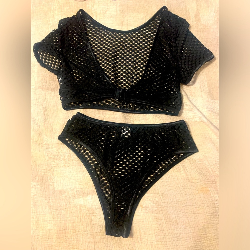 NWOT Sexy Intimate Mesh Hook Closure Black Set. Size XL.SKU 232